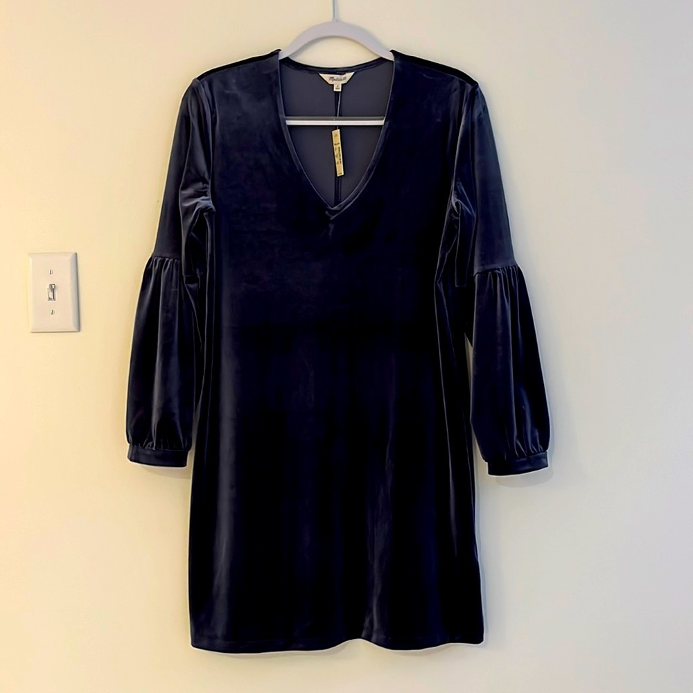 Madewell Blue Velour Dress